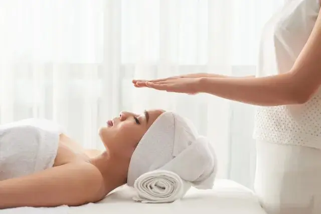 Woman receiving a spa treatment.